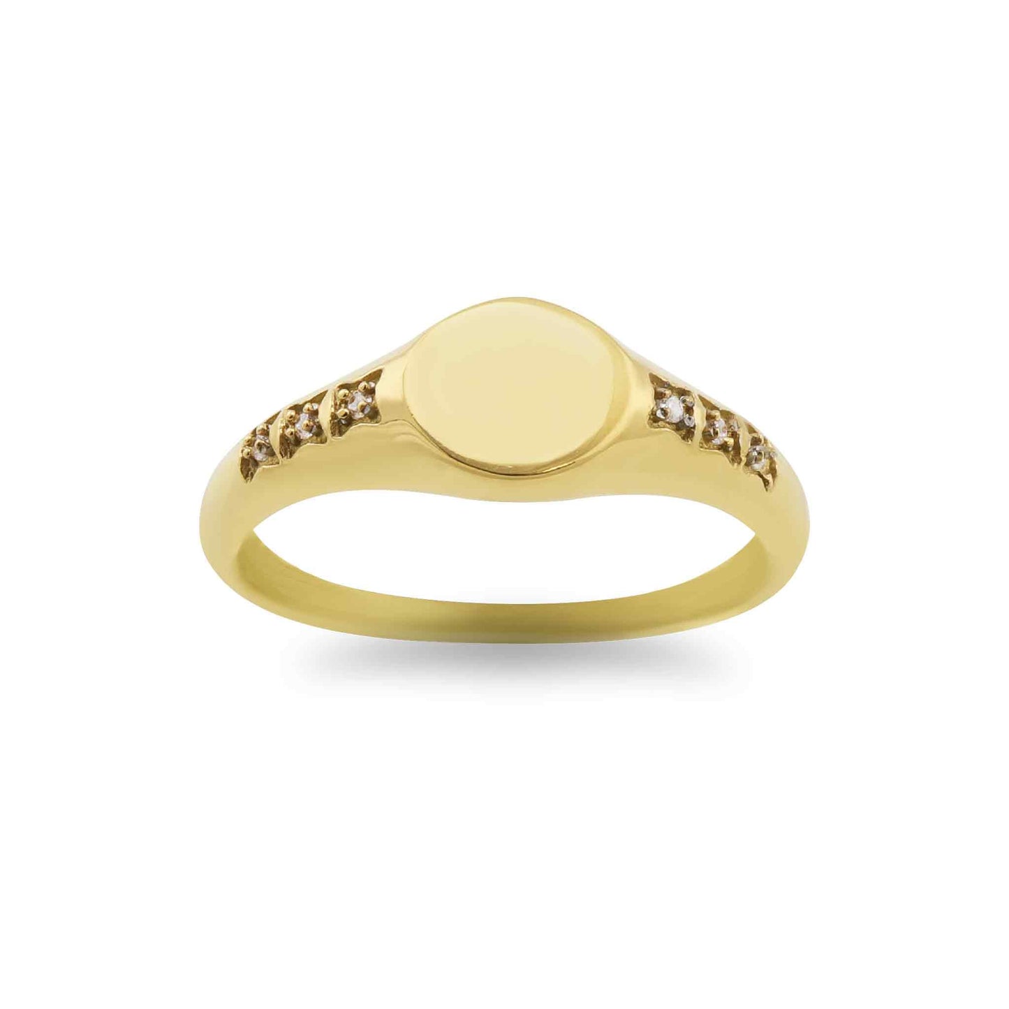 18K Gold PVD Stainless Steel Blank Engravable CZ Round Signet Ring / ESR0003