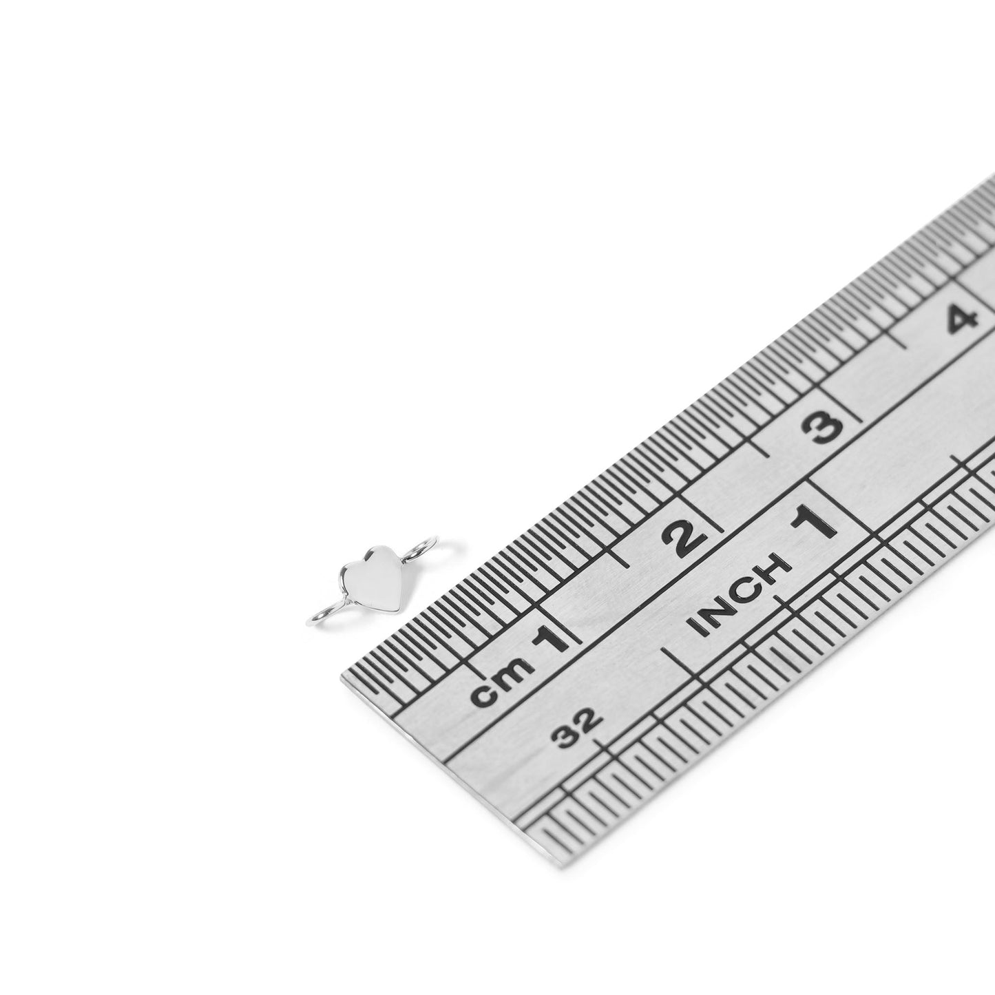 Permanent Jewelry Horizontal .952 Sterling Silver Heart Charm / PMJ3013