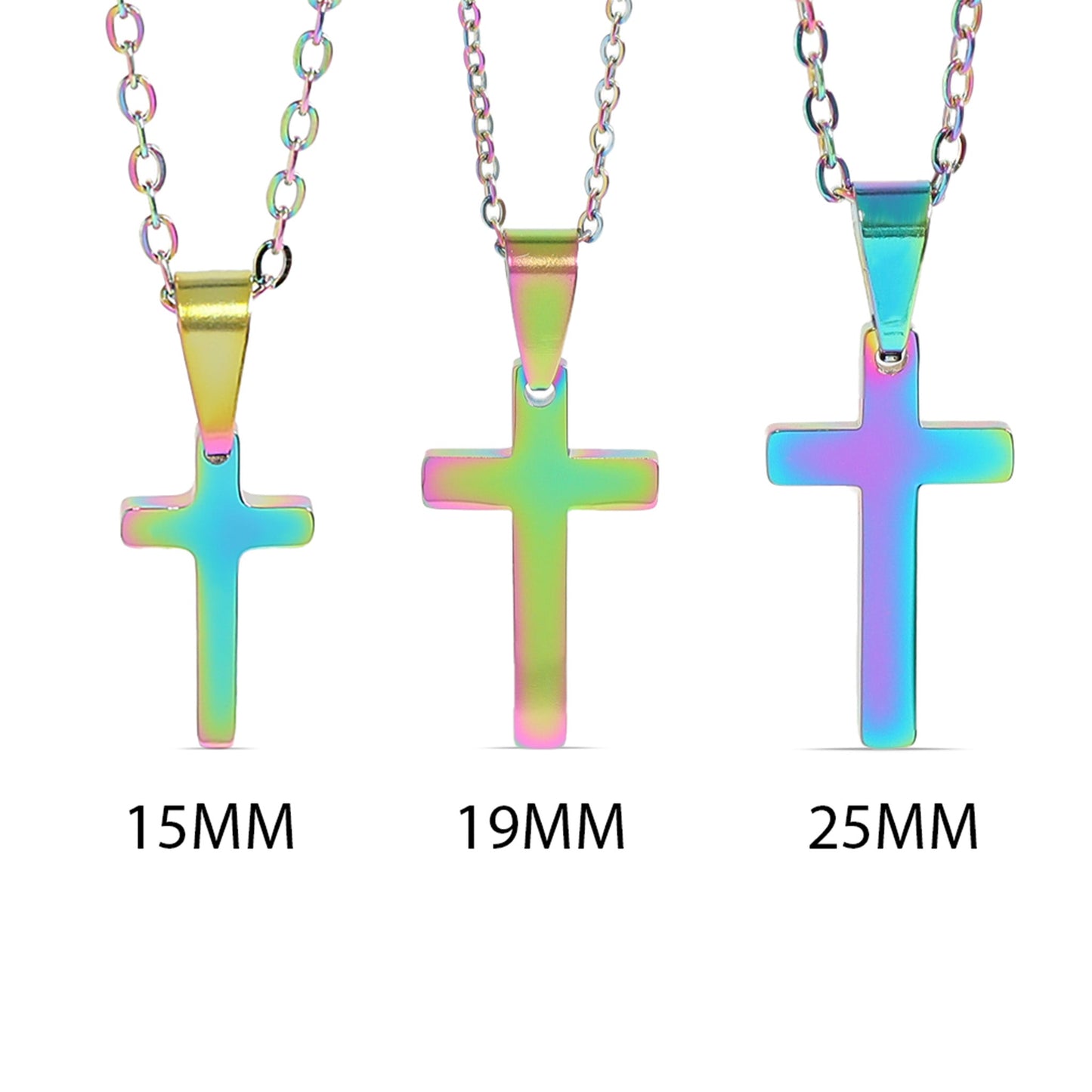 18K Gold PVD Stainless Steel Engravable Blank Cross Pendant Necklace / SBB0286