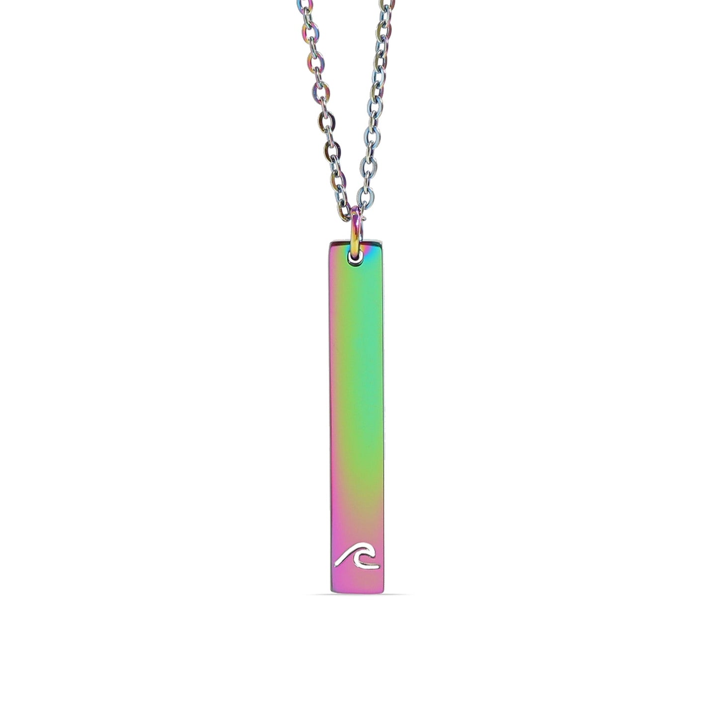 18K PVD Coated Wave Cutout Vertical Stainless Steel Bar Necklace / SBB0298