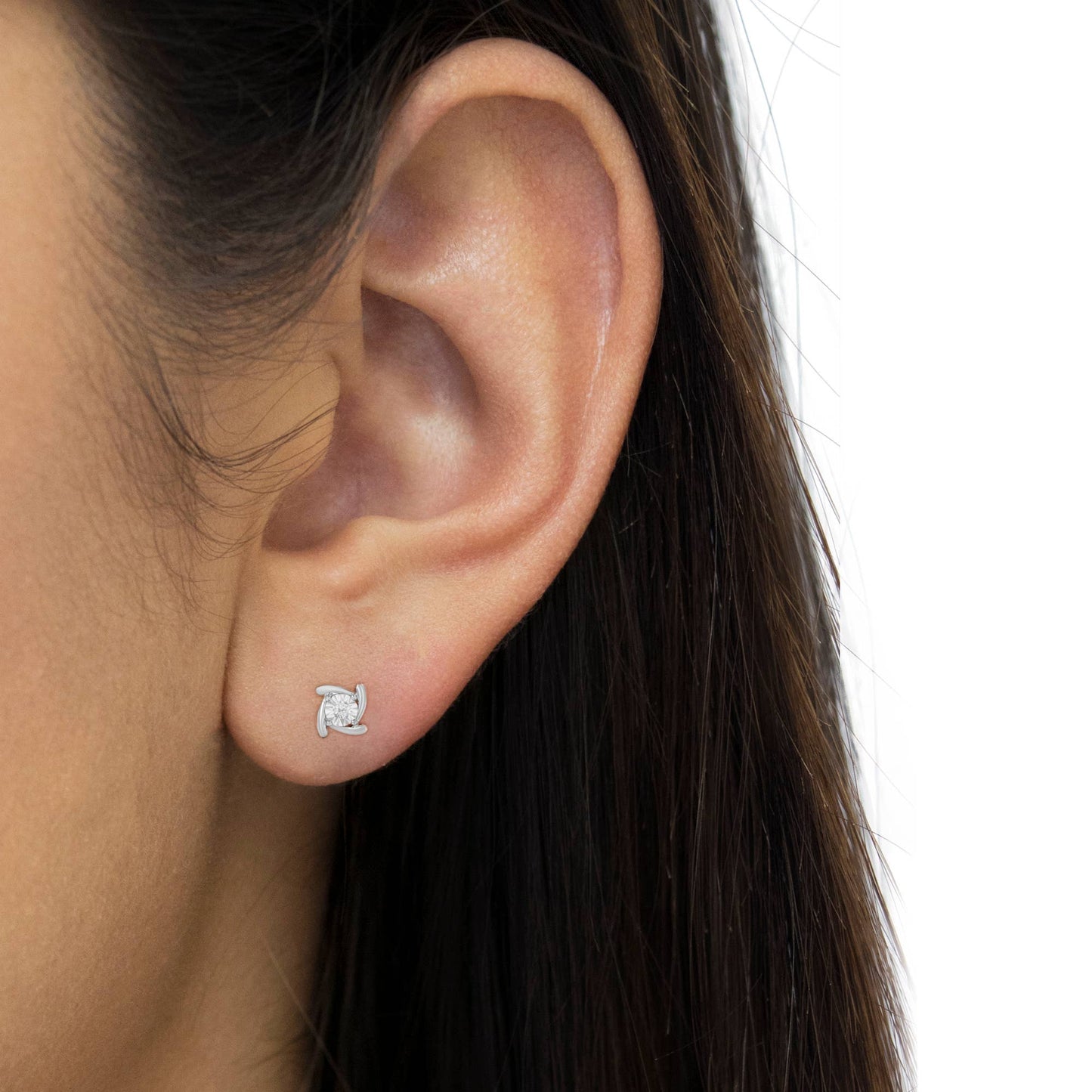 .925 Sterlingsilber 1/10 Karat Diamant Wirbel Ohrstecker