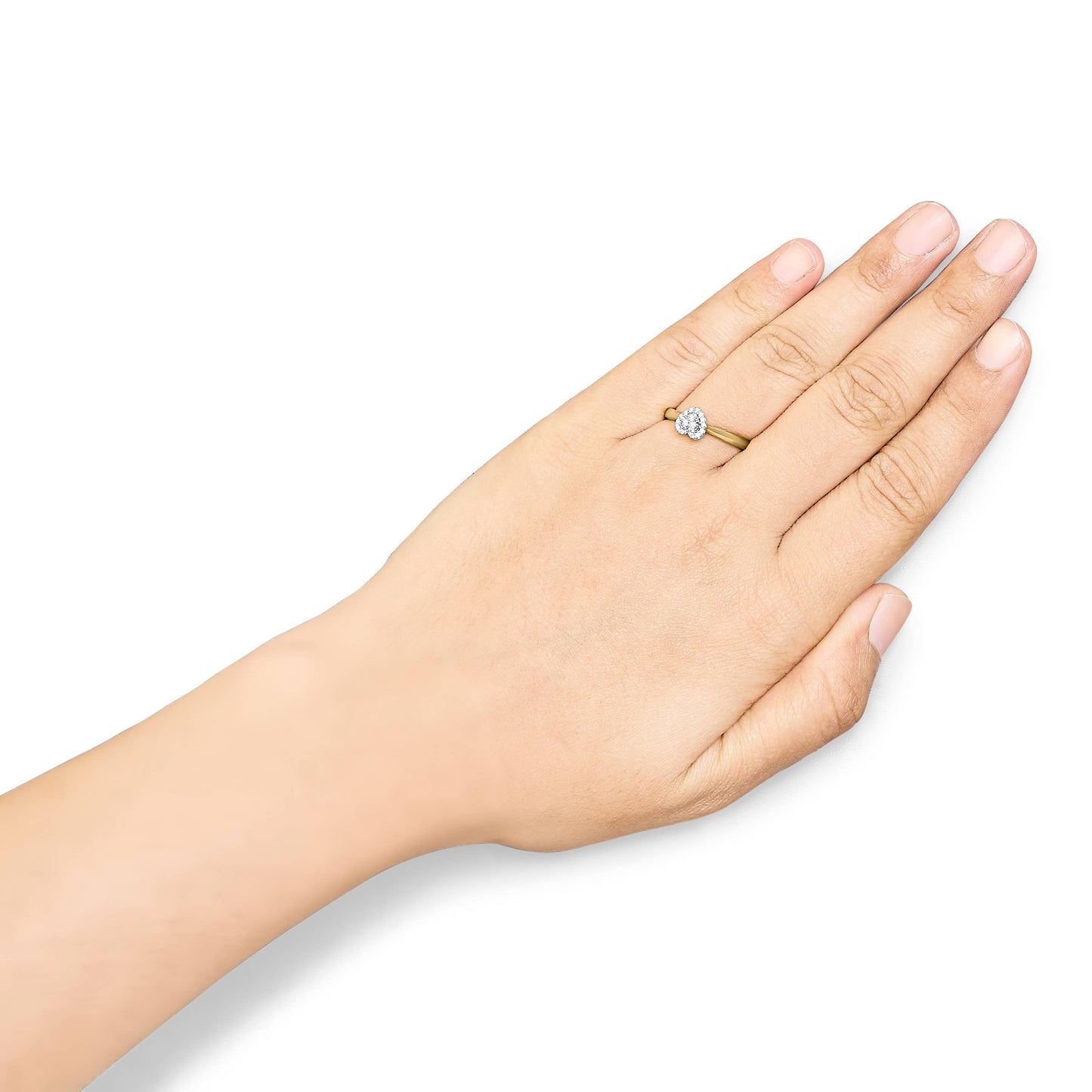 Verlobungsring aus 14-karätigem Gold über Silber mit 1/10 Karat Diamant in Herzform