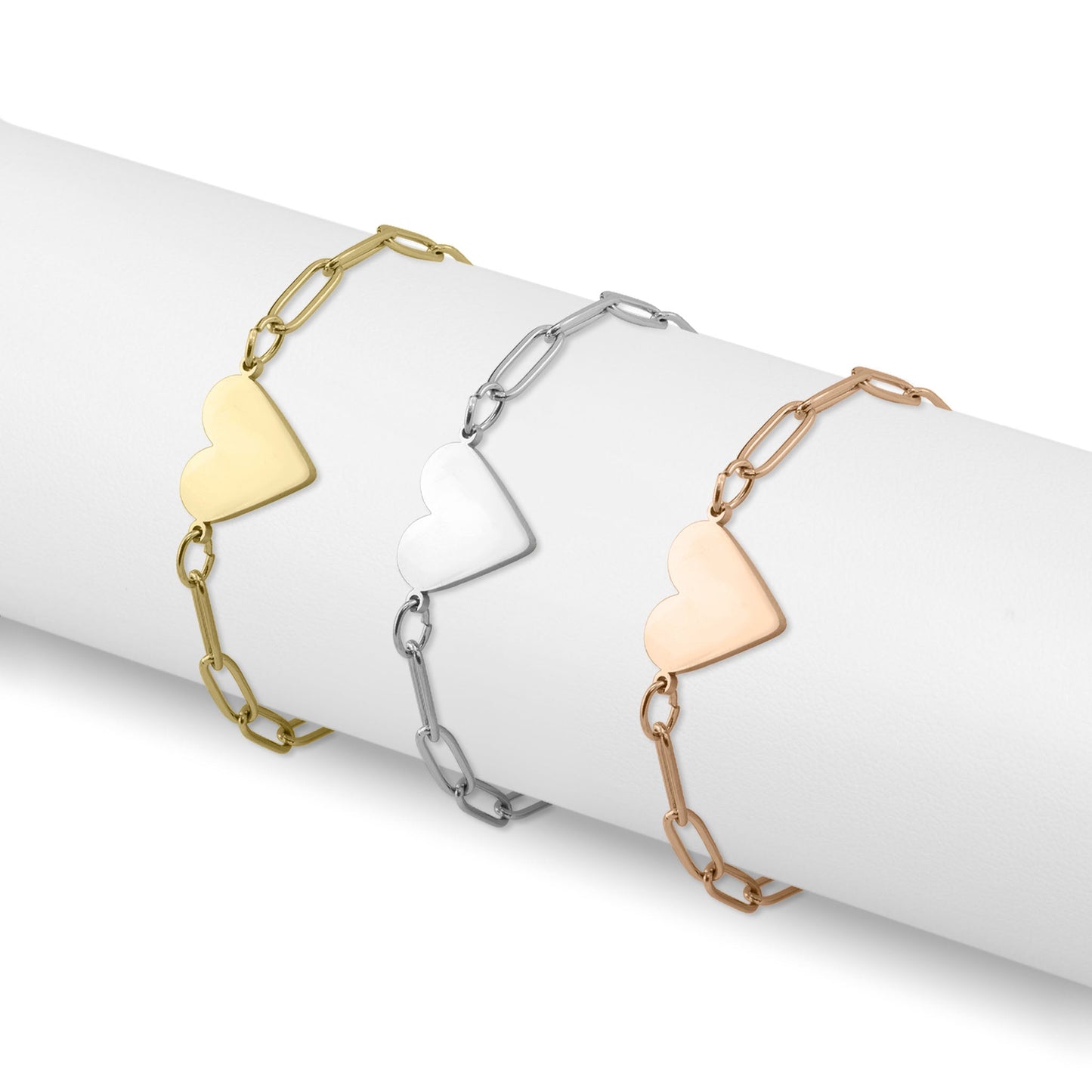 18K Gold PVD Stainless Steel Paperclip Heart Bracelet / SBB0303