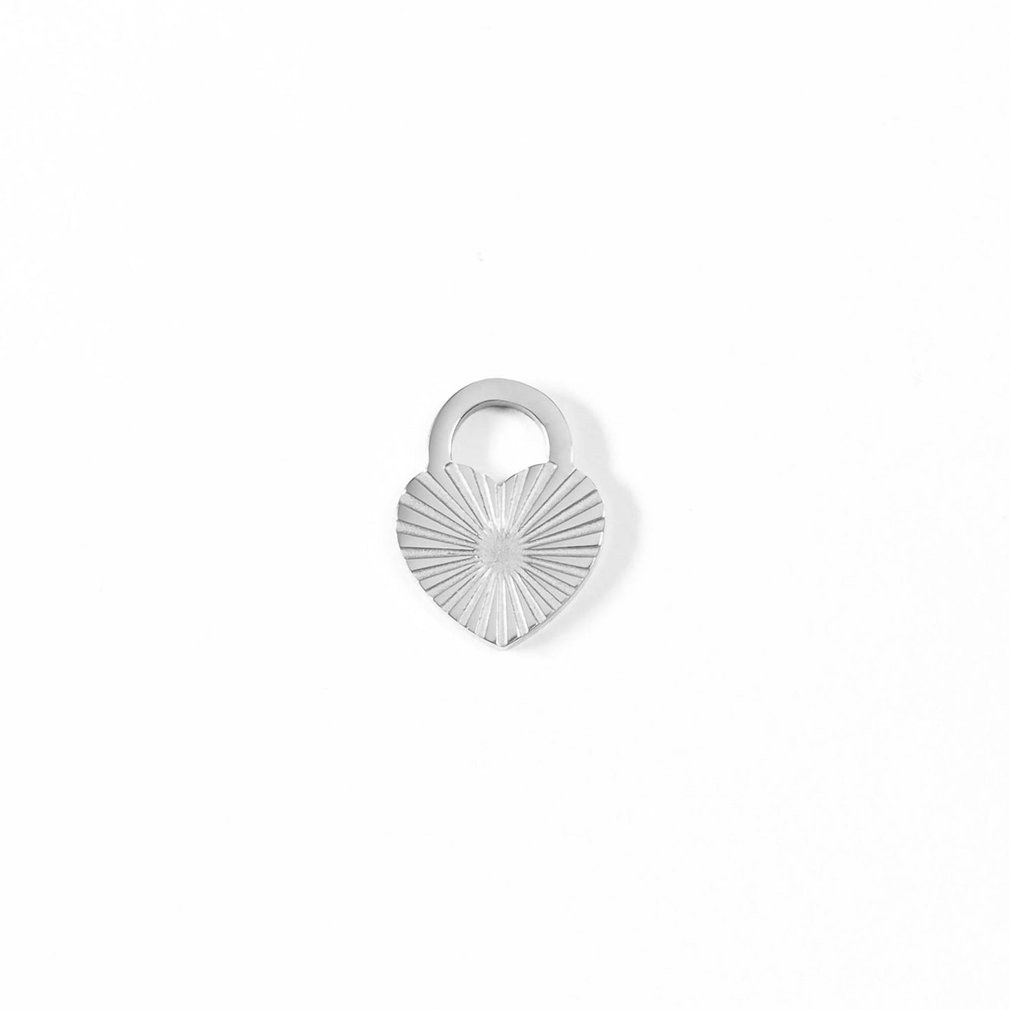 18K Gold PVD Stainless Steel Sunburst Heart Lock Charm / PDL0022