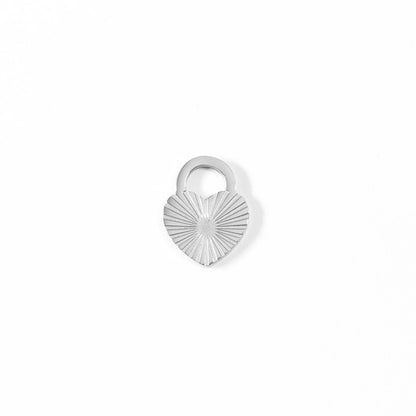 18K Gold PVD Stainless Steel Sunburst Heart Lock Charm / PDL0022