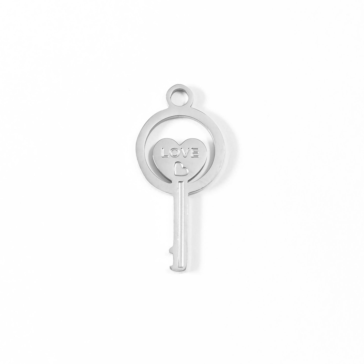 18K Gold PVD Stainless Steel Circle Key Charm / PDL0045