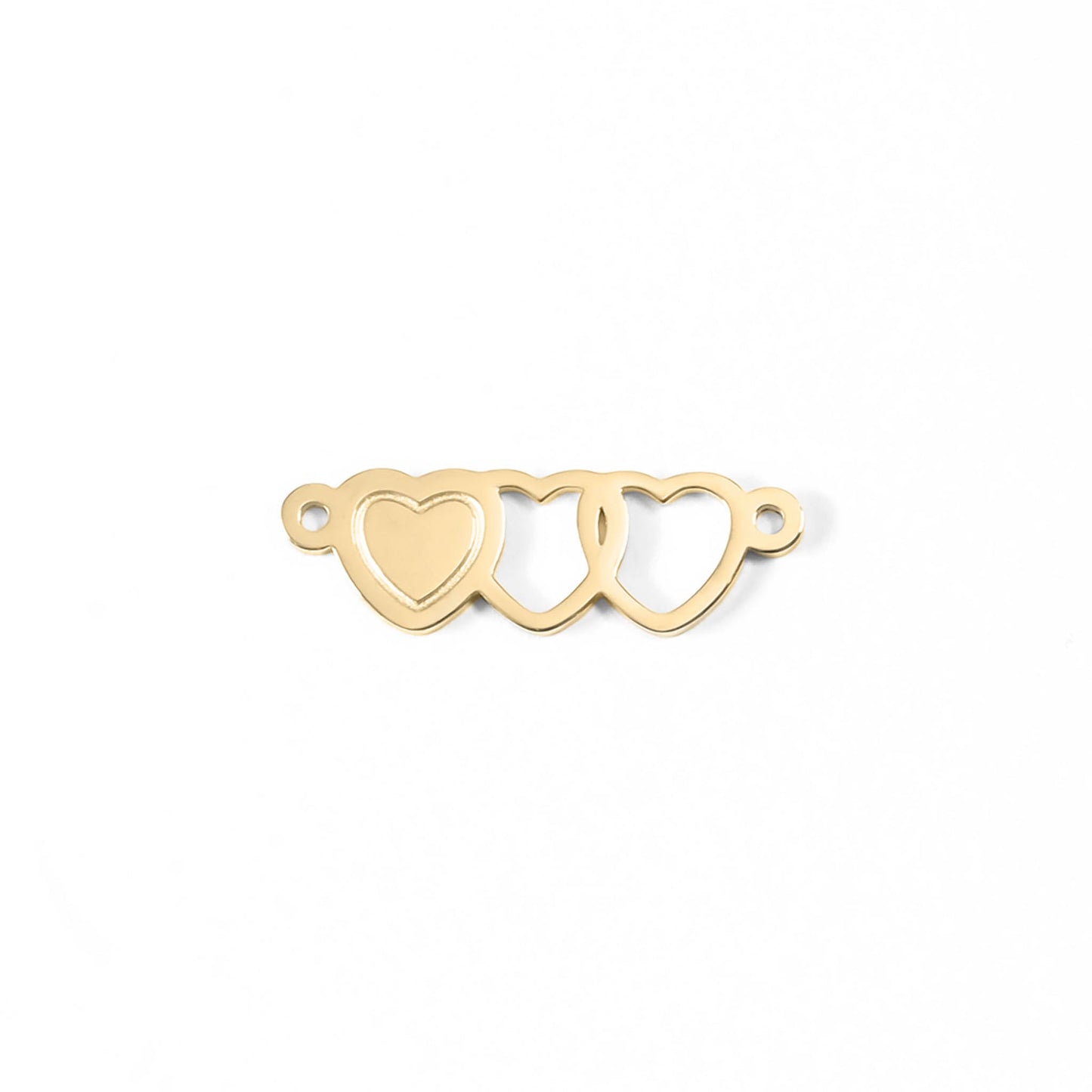 18K Gold PVD Stainless Steel Triple Heart Charm / PDL0080