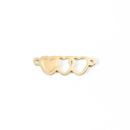18K Gold PVD Stainless Steel Triple Heart Charm / PDL0080