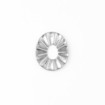 18K Gold PVD Stainless Steel Crimped Oval Charm / PDL0057