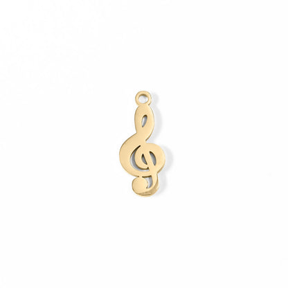 18K Gold PVD Stainless Steel Treble Clef Music Charm / PDL0077