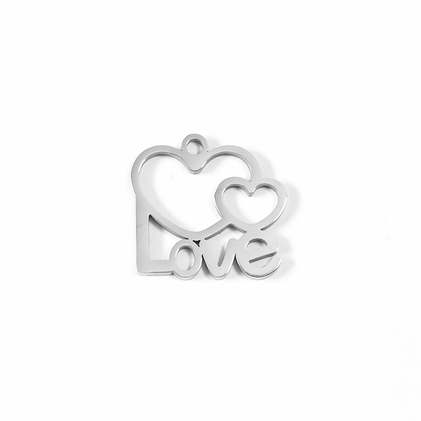18K Gold PVD Stainless Steel Cutout Love Heart Charm / PDL0088
