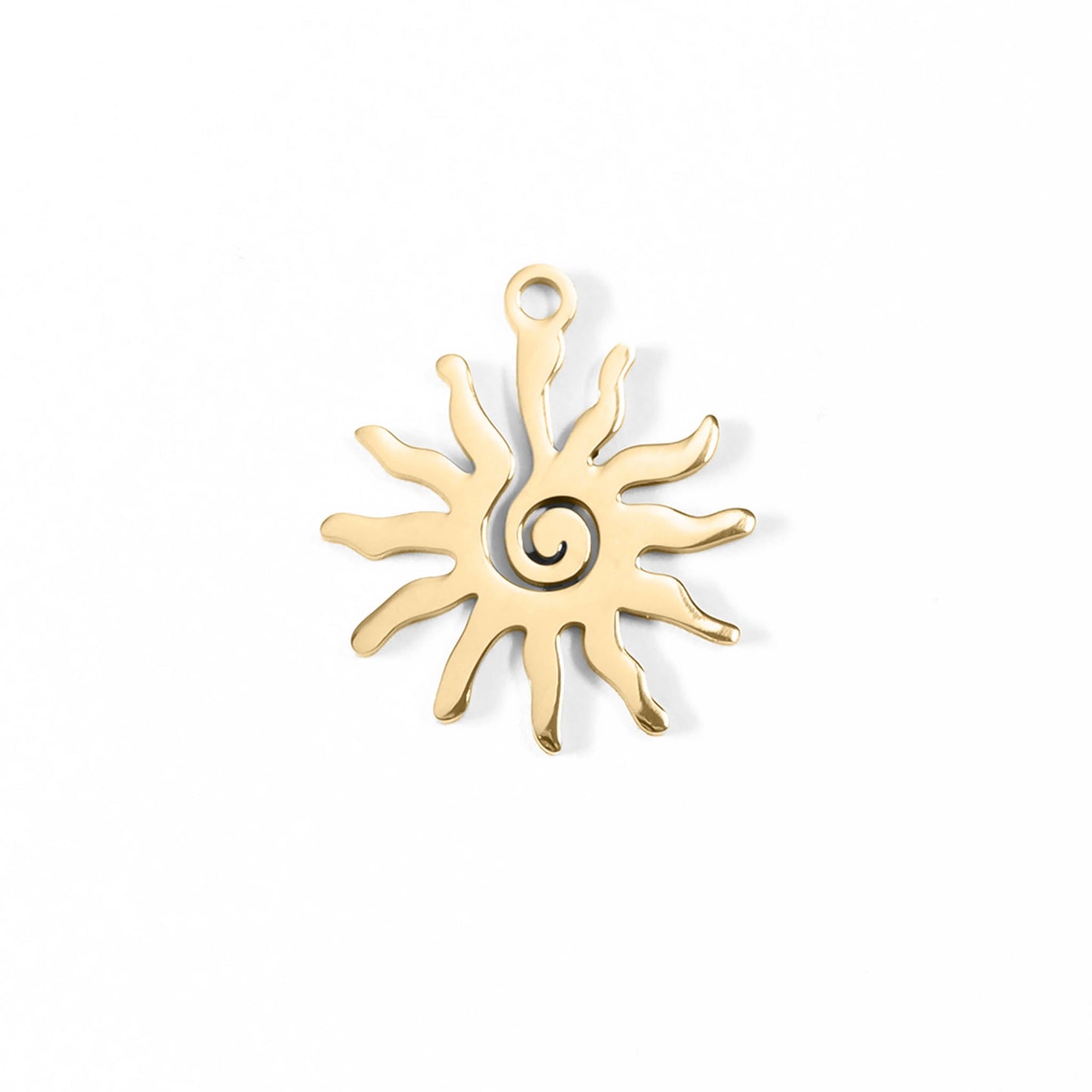 18K Gold PVD Stainless Steel Spiral Sun Charm / PDL0089