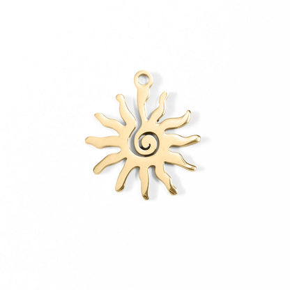 18K Gold PVD Stainless Steel Spiral Sun Charm / PDL0089