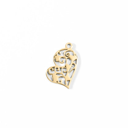 18K Gold PVD Stainless Steel Cutout Heart Charm / PDL0090
