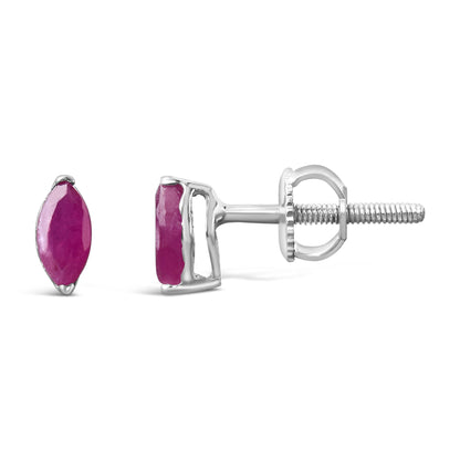 Solitär-Ohrstecker aus Silber, 1/2 Karat, rosa Rubin