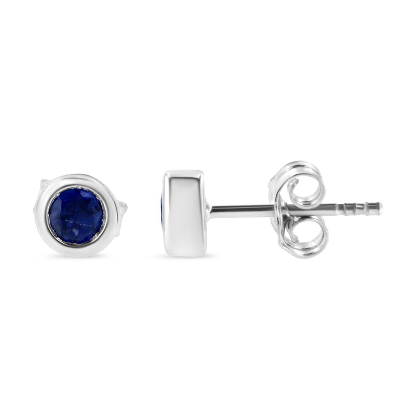 Ohrstecker aus Sterlingsilber mit 3,5 mm blauem Saphir-Edelstein