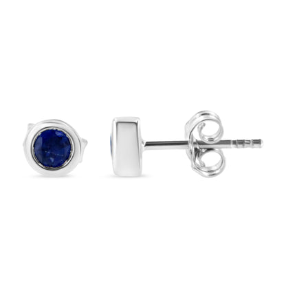 Ohrstecker aus Sterlingsilber mit 3,5 mm blauem Saphir-Edelstein