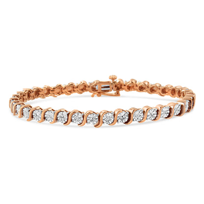 Roségold über Silber 1/10 Karat Diamant „S“ Gliederarmband
