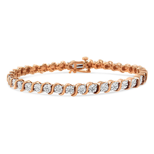 Roségold über Silber 1/10 Karat Diamant „S“ Gliederarmband
