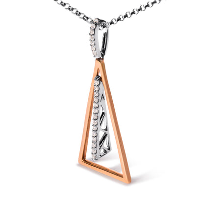 Halskette mit Windspiel-Anhänger aus 14-karätigem Roségold und Weißgold mit 1/8 Diamanten