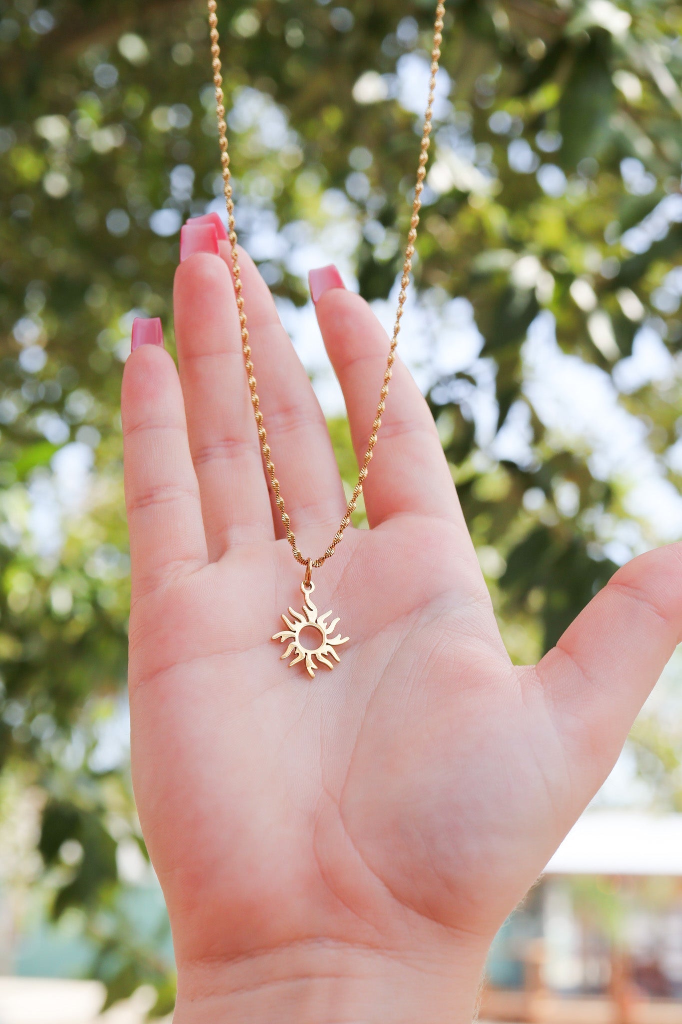 18K Gold PVD Stainless Steel Sunburst Charm / PDL0200