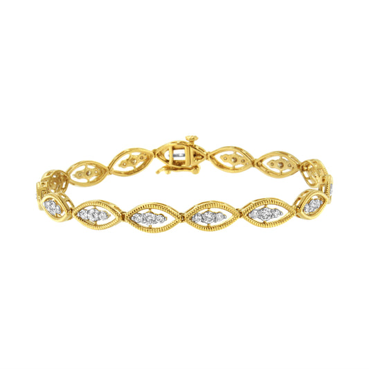 Gelbgold über 1,0-Karat-Diamant-Link-Armband aus Sterlingsilber