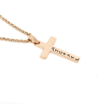18K Gold PVD Stainless Steel Cross Pendant With Rounded Box Chain / SBB0291