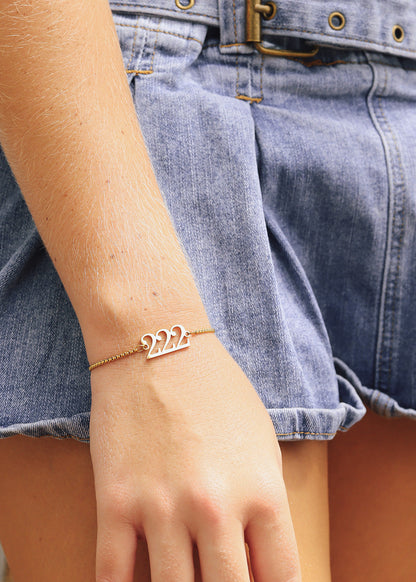 18K Gold PVD Stainless Steel Angel Number Bracelet / BRJ1003