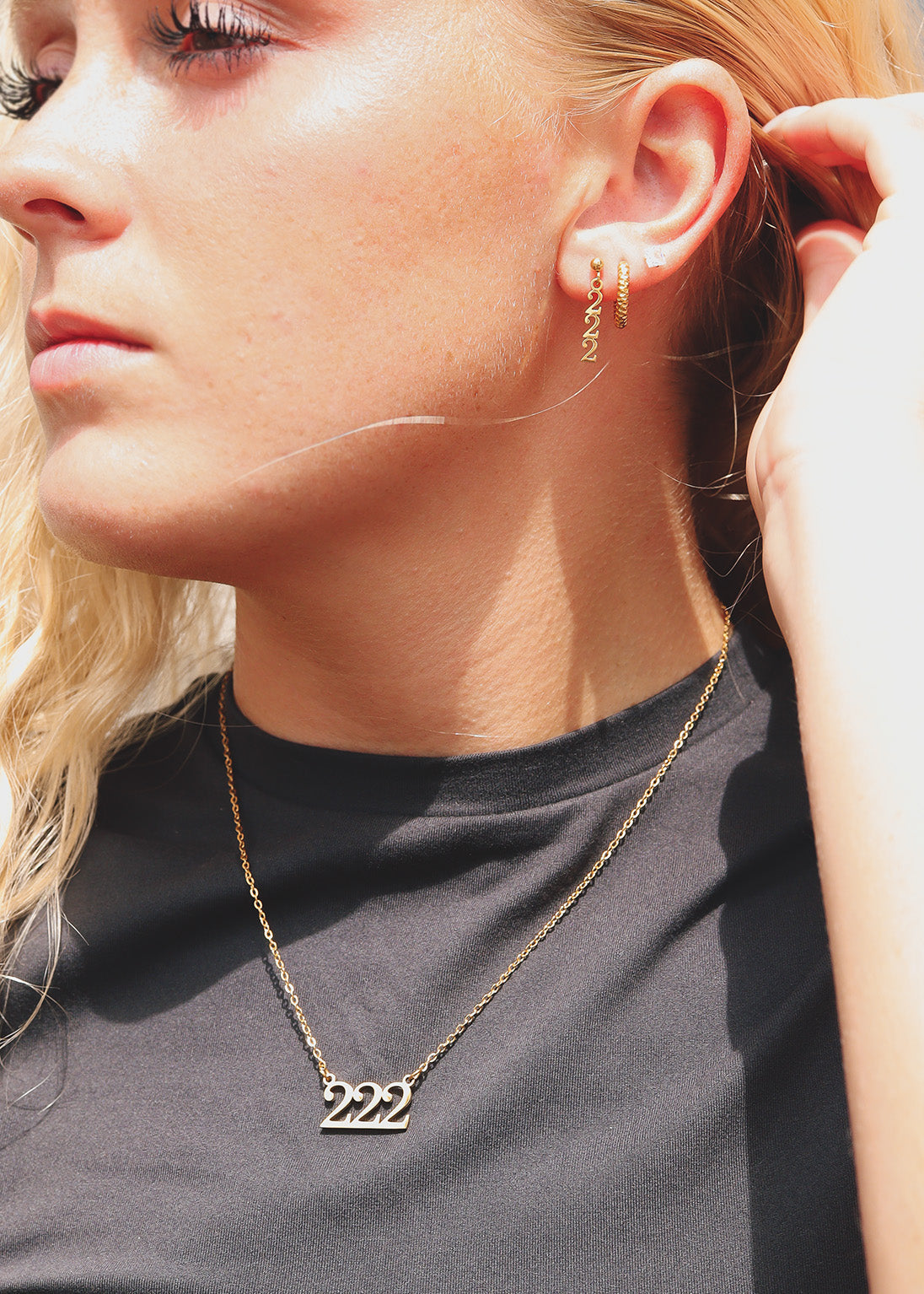 18K Gold PVD Stainless Steel Angel Number Earrings / ERJ0045