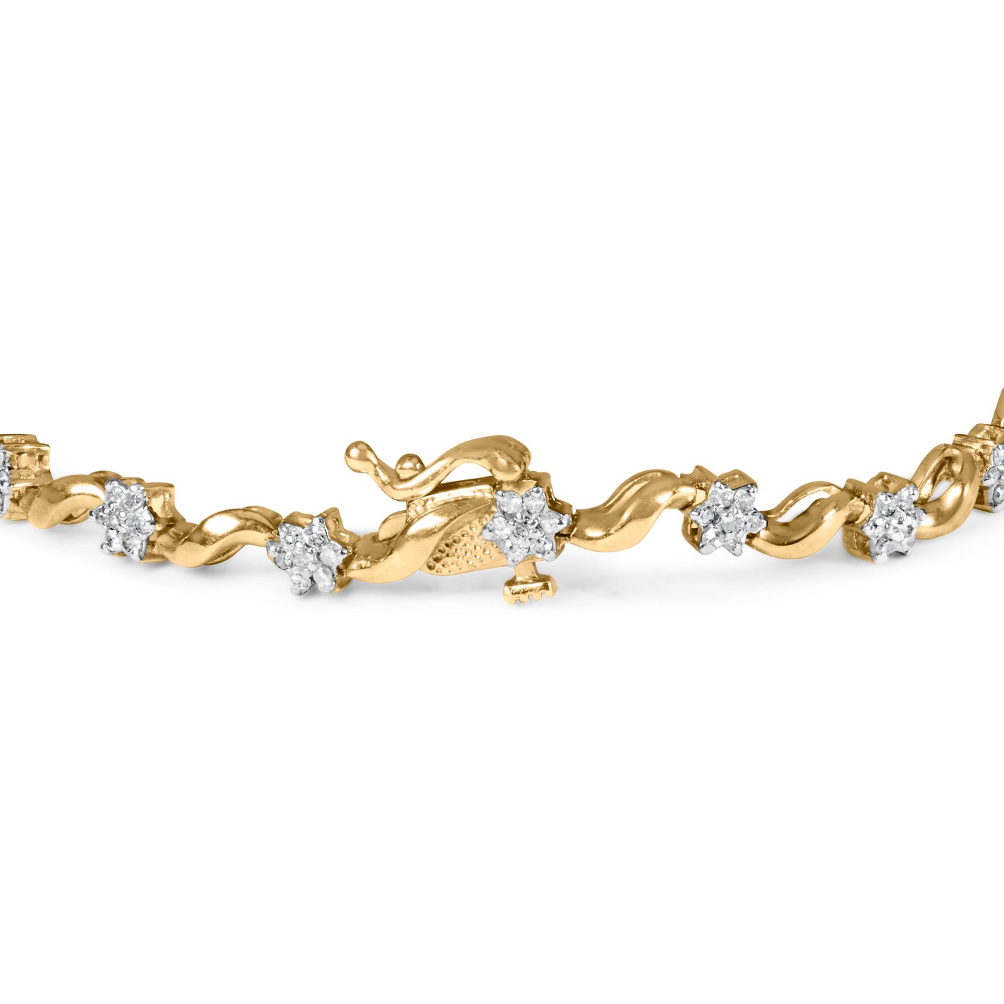 S-Link-Armband aus 10 Karat Gelbgold mit 1,0 Karat Diamant und Blumenmuster