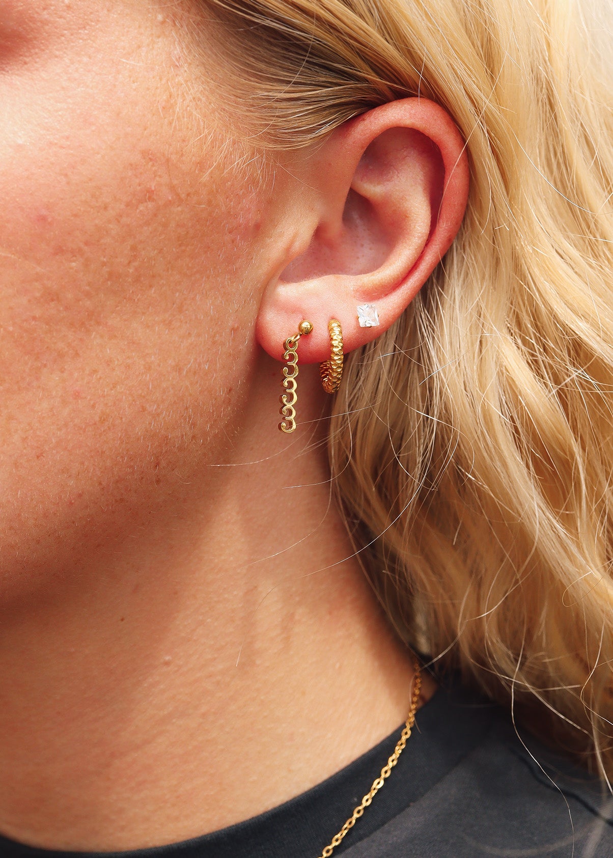 18K Gold PVD Stainless Steel Angel Number Earrings / ERJ0045