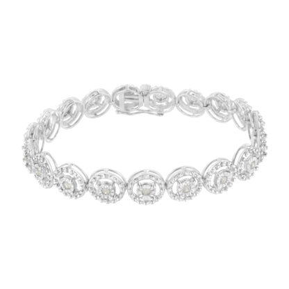 Gliederarmband aus Sterlingsilber mit 1 Karat Tdw-Diamanten (i-j, i3)