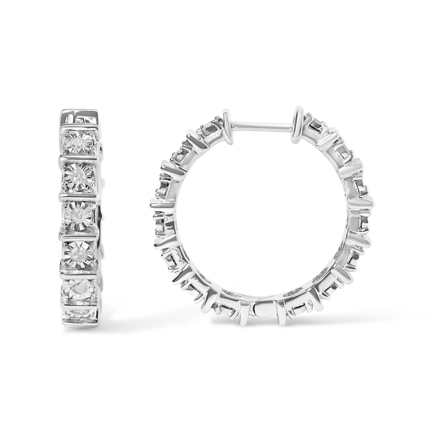 Eternity Hoops aus Silber mit 1/2-karätigem Diamantbarren und einer Platte