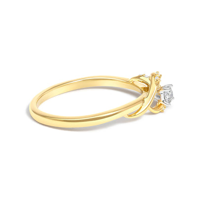 14K Gold über Silber 1/6ct Diamant Wirbel & Halo Versprechensring