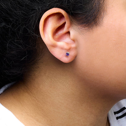 Solitär-Ohrstecker aus 925er-Sterlingsilber, lila Amethyst