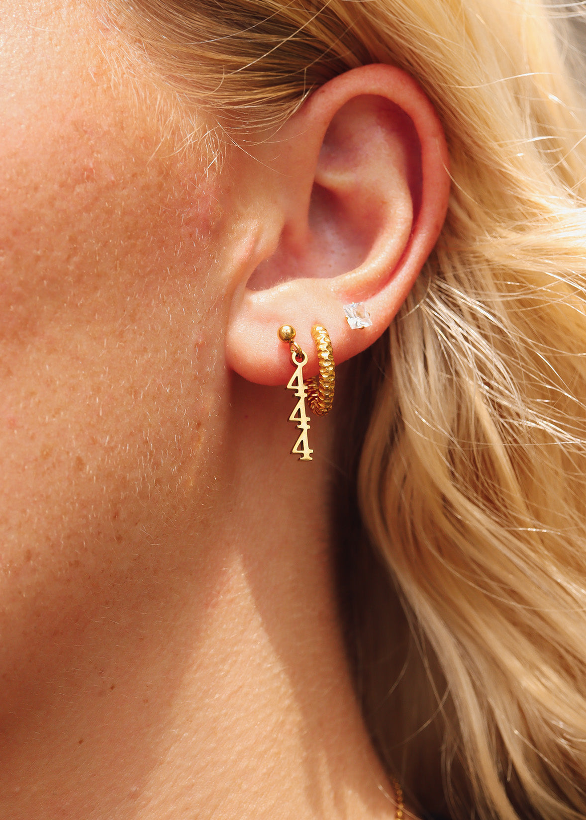 18K Gold PVD Stainless Steel Angel Number Earrings / ERJ0045