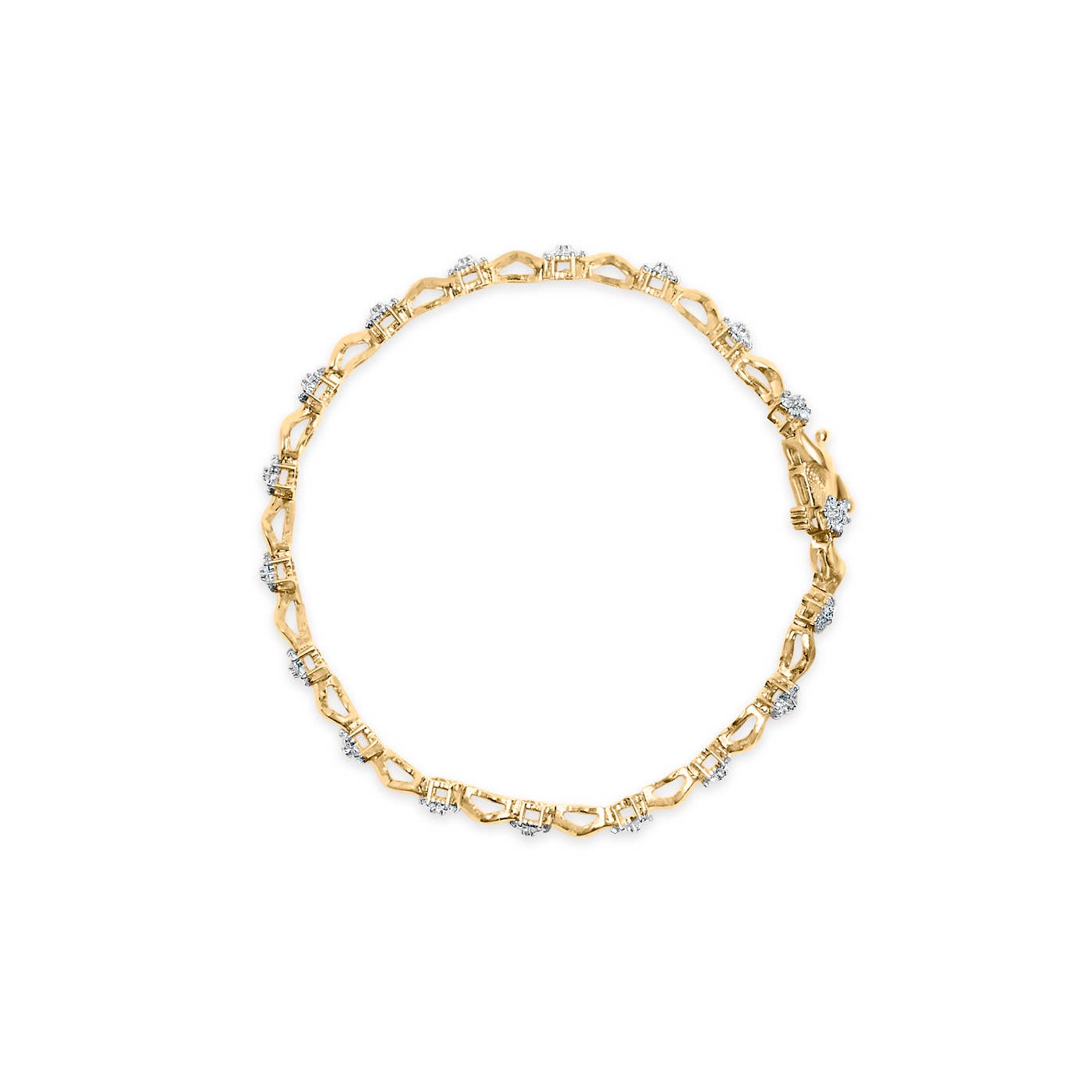 S-Link-Armband aus 10 Karat Gelbgold mit 1,0 Karat Diamant und Blumenmuster