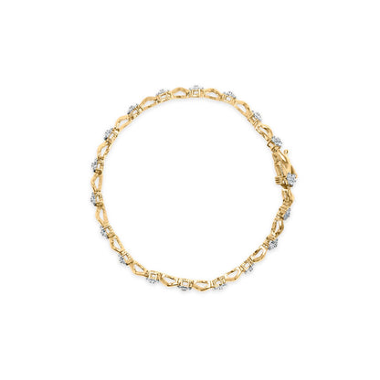 S-Link-Armband aus 10 Karat Gelbgold mit 1,0 Karat Diamant und Blumenmuster