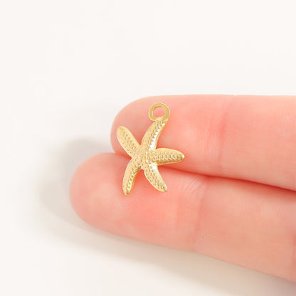 18K Gold PVD Stainless Steel Starfish Charm / PDL0185
