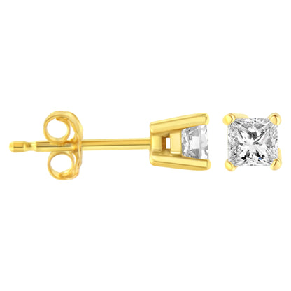 14 k Gelbgold 1/5 ct Diamant-Ohrstecker im Prinzessschliff