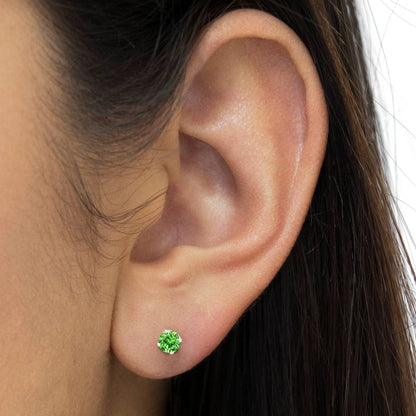 Ohrstecker Sterlingsilber 1/7 Ctw grün rund geschliffen Diamant