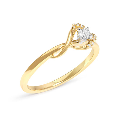 14K Gold über Silber 1/6ct Diamant Wirbel & Halo Versprechensring
