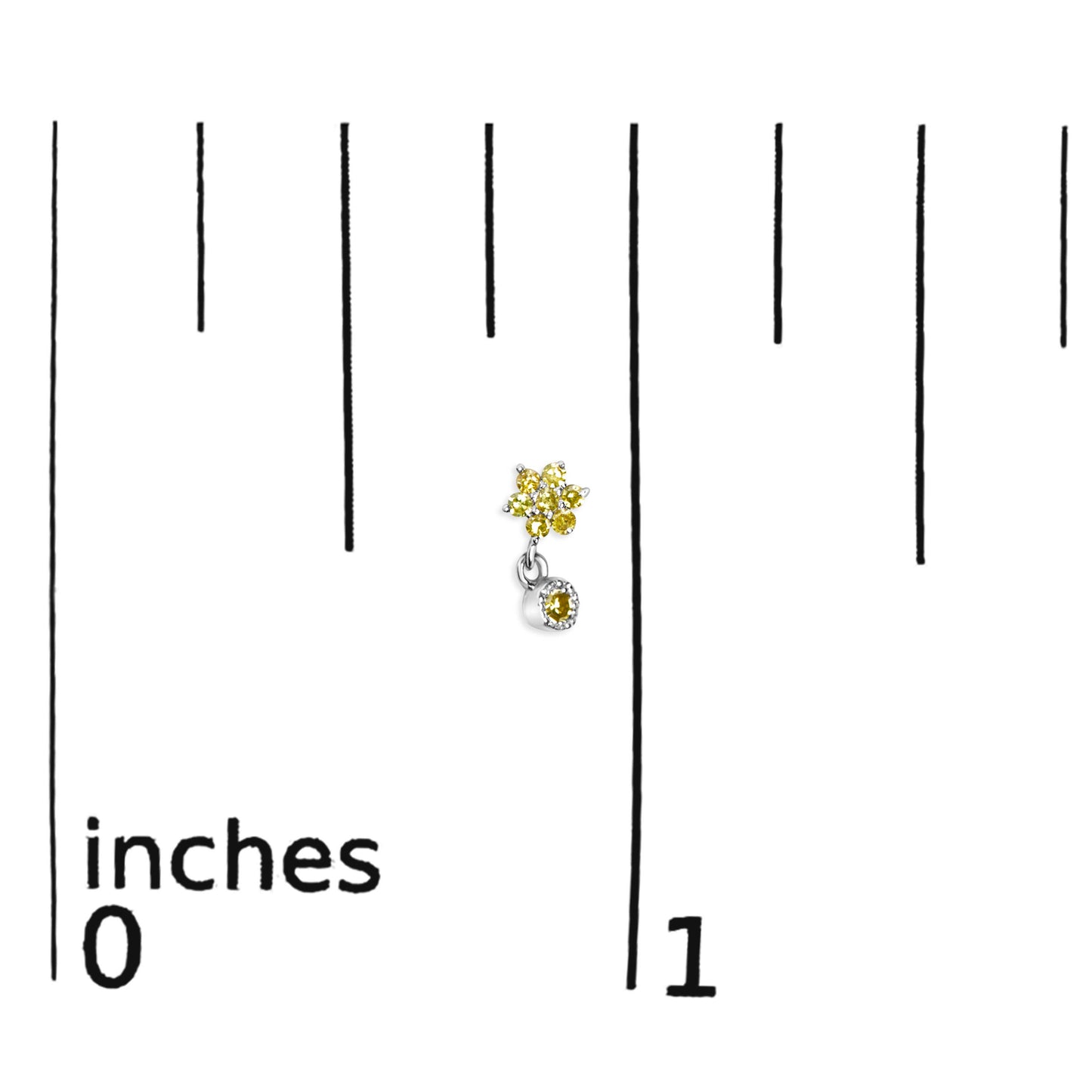 Ohrringe aus Sterlingsilber mit gelbem Diamant im Tropfendesign, 1/10 Karat Gesamtgewicht.