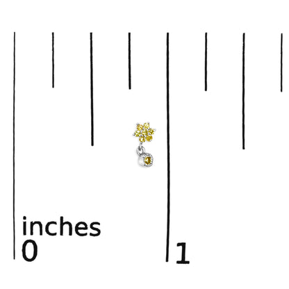 Ohrringe aus Sterlingsilber mit gelbem Diamant im Tropfendesign, 1/10 Karat Gesamtgewicht.