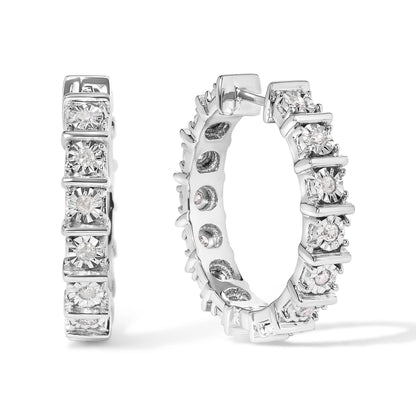 Eternity Hoops aus Silber mit 1/2-karätigem Diamantbarren und einer Platte