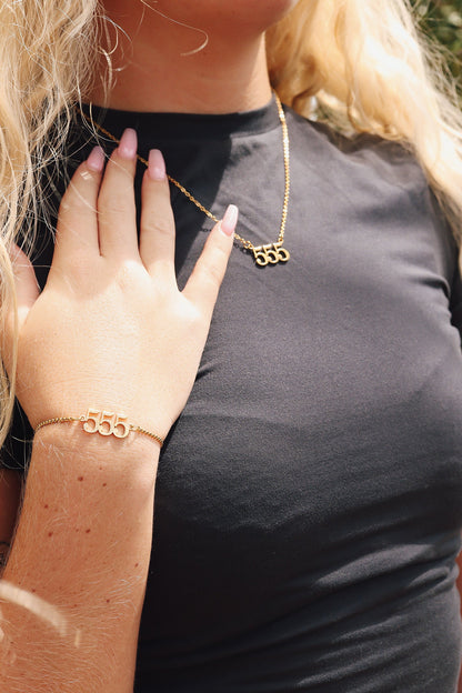 18K Gold PVD Stainless Steel Angel Number Bracelet / BRJ1003