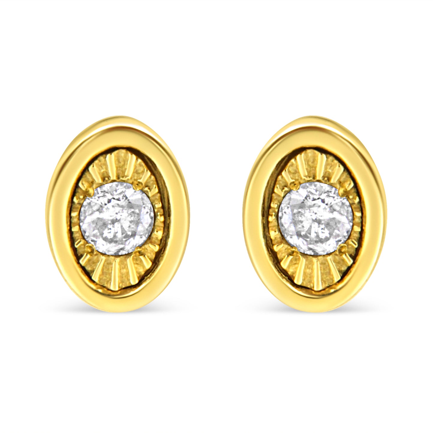 Gelbgold über Silber 1/10 Ct Diamant ovale Ohrstecker
