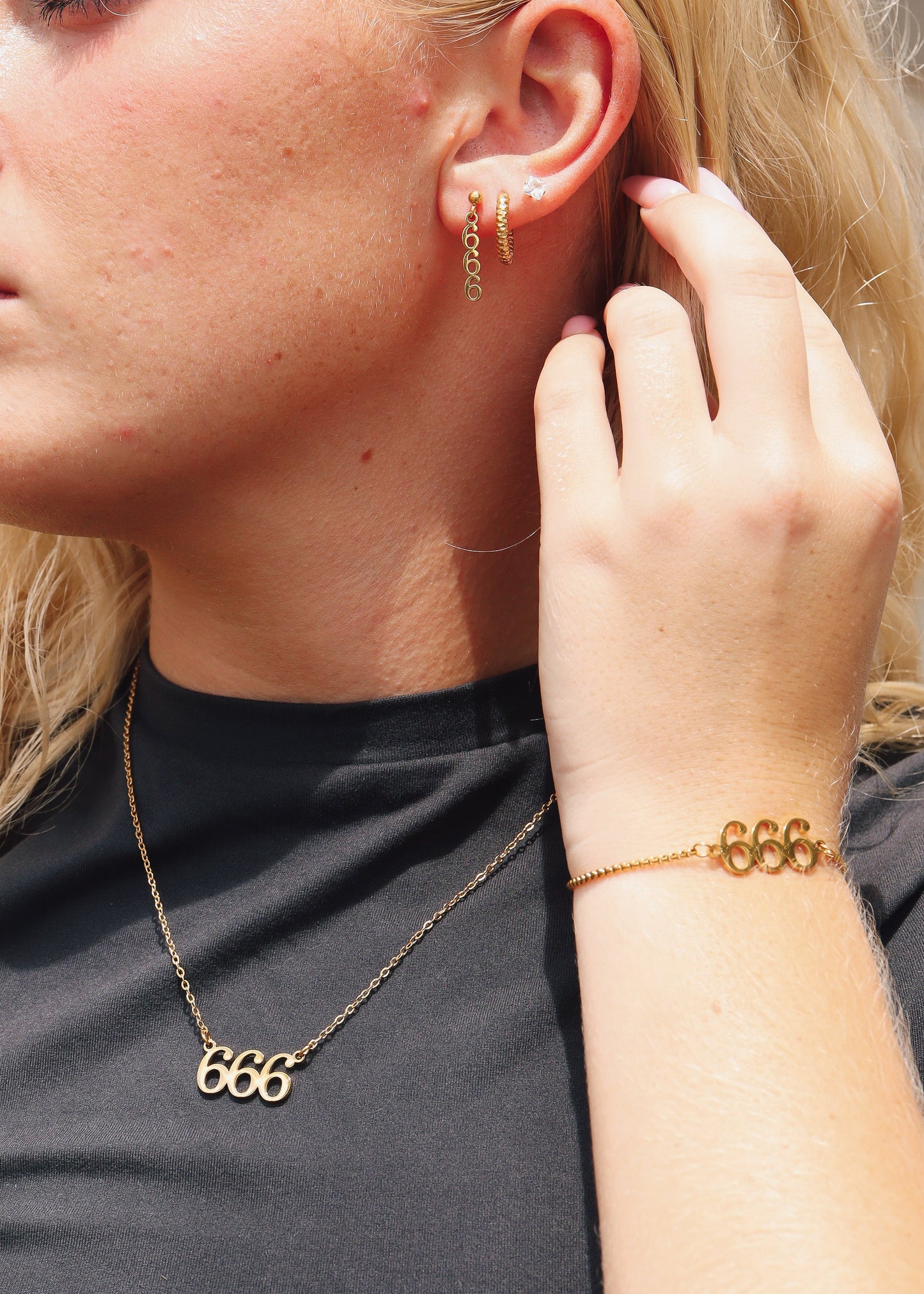 18K Gold PVD Stainless Steel Angel Number Earrings / ERJ0045