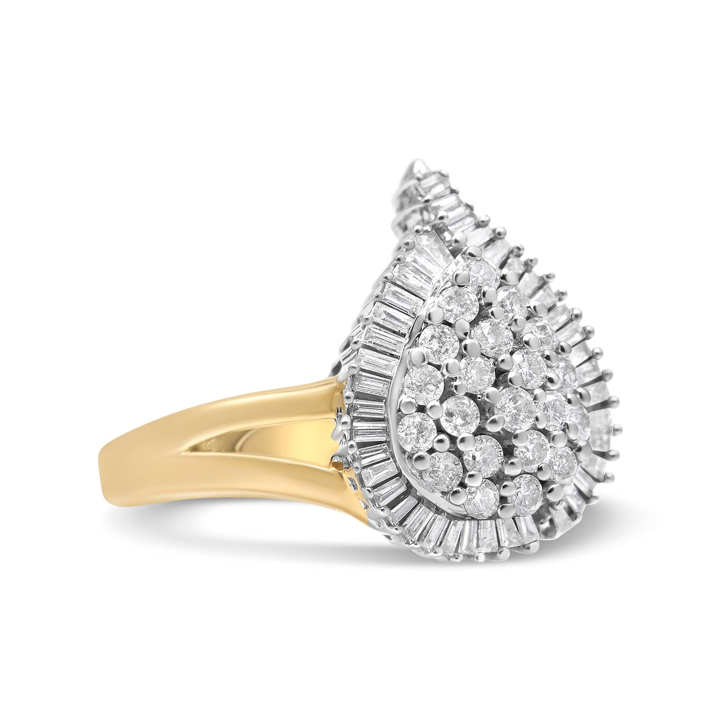 Cocktailring aus 14-karätigem Gelb- und Weißgold mit 1,0 Karat Diamant