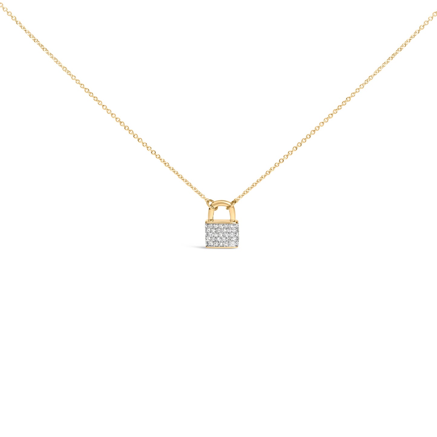 Halskette mit Anhänger in 14K Gelbgold und 1/6 Karat Diamanten, 18" lang.